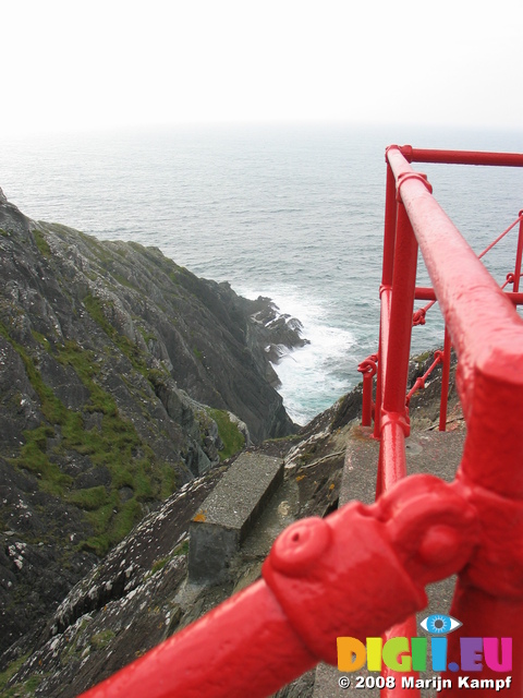 23919 Red railing at Muntervary of Sheep's Head Lighthouse